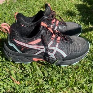 ASICS Women's Black and Coral Gel-Venture 8 Sneakers